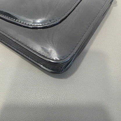 CHANEL Classic Flap Patent Leather Black Silver (Pre-Owned)