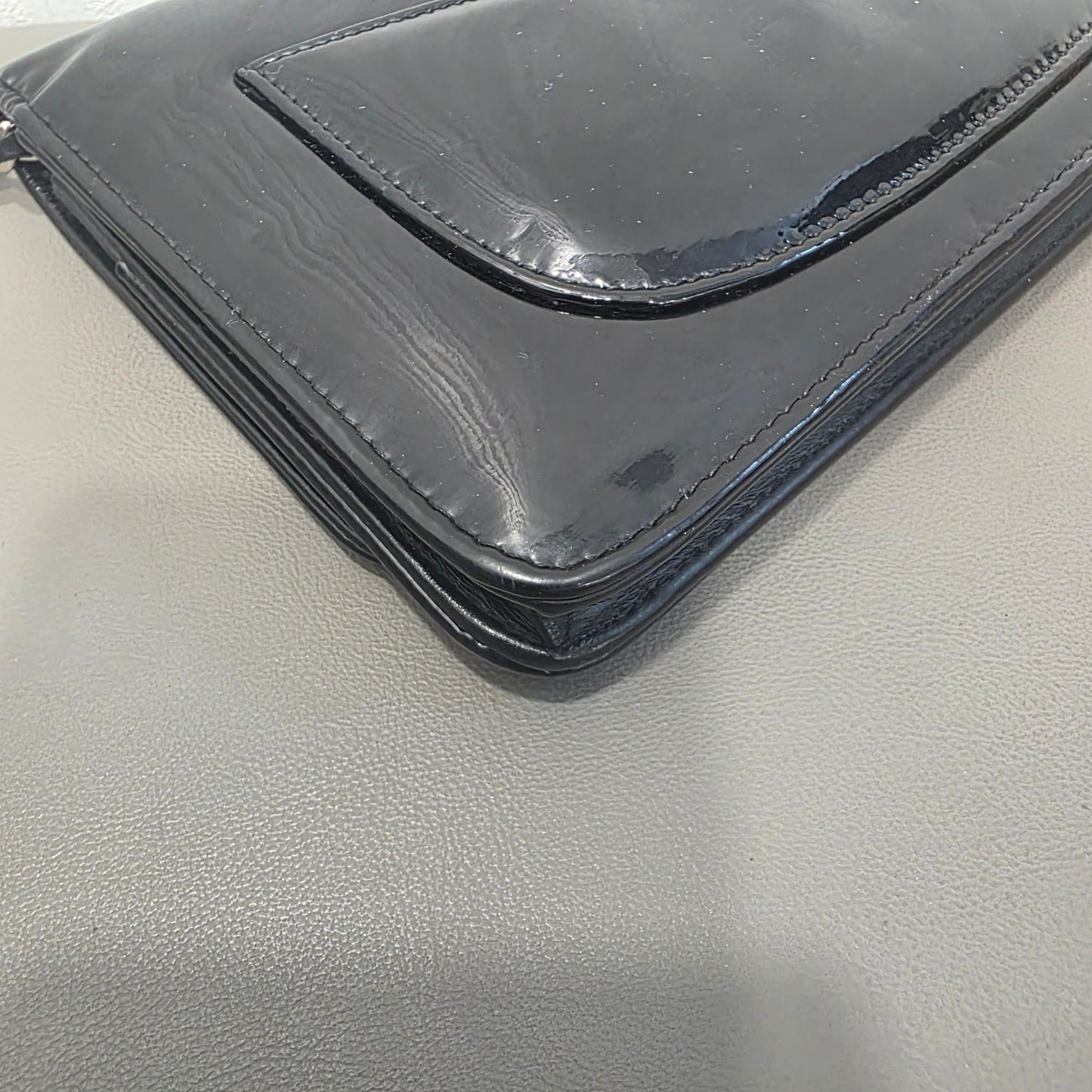 CHANEL Classic Flap Patent Leather Black Silver (Pre-Owned)