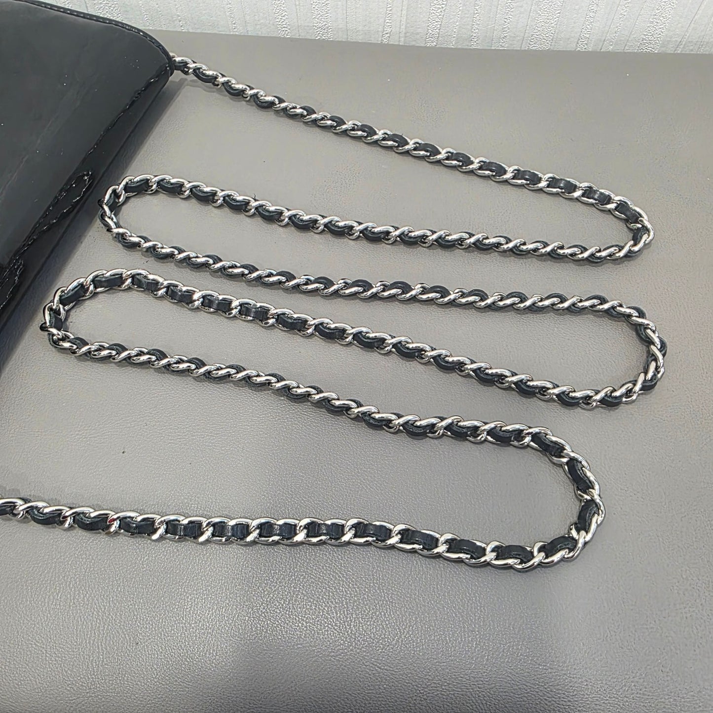 CHANEL Classic Flap Patent Leather Black Silver (Pre-Owned)