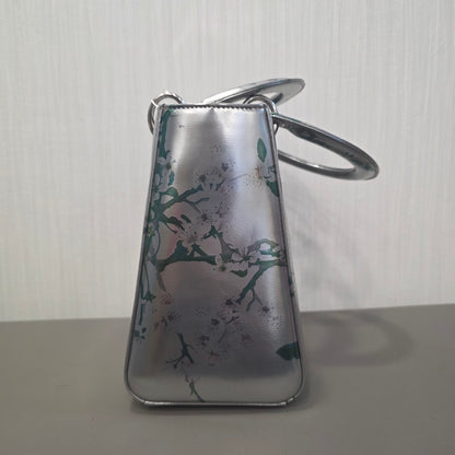 DIOR Lady Dior Floral Metallic Leather Silver (Pre-Owned)