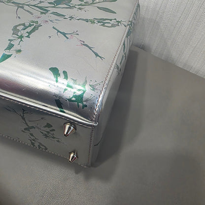 DIOR Lady Dior Floral Metallic Leather Silver (Pre-Owned)