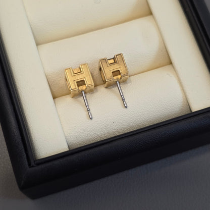 Hermès Pop H Earrings Red Enamel Gold Hardware (Pre-Owned)
