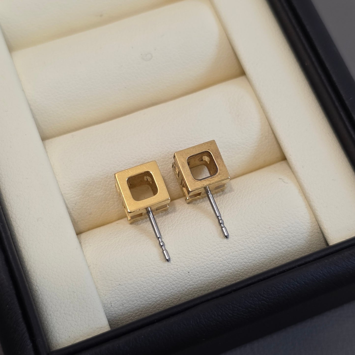 Hermès Pop H Earrings Red Enamel Gold Hardware (Pre-Owned)