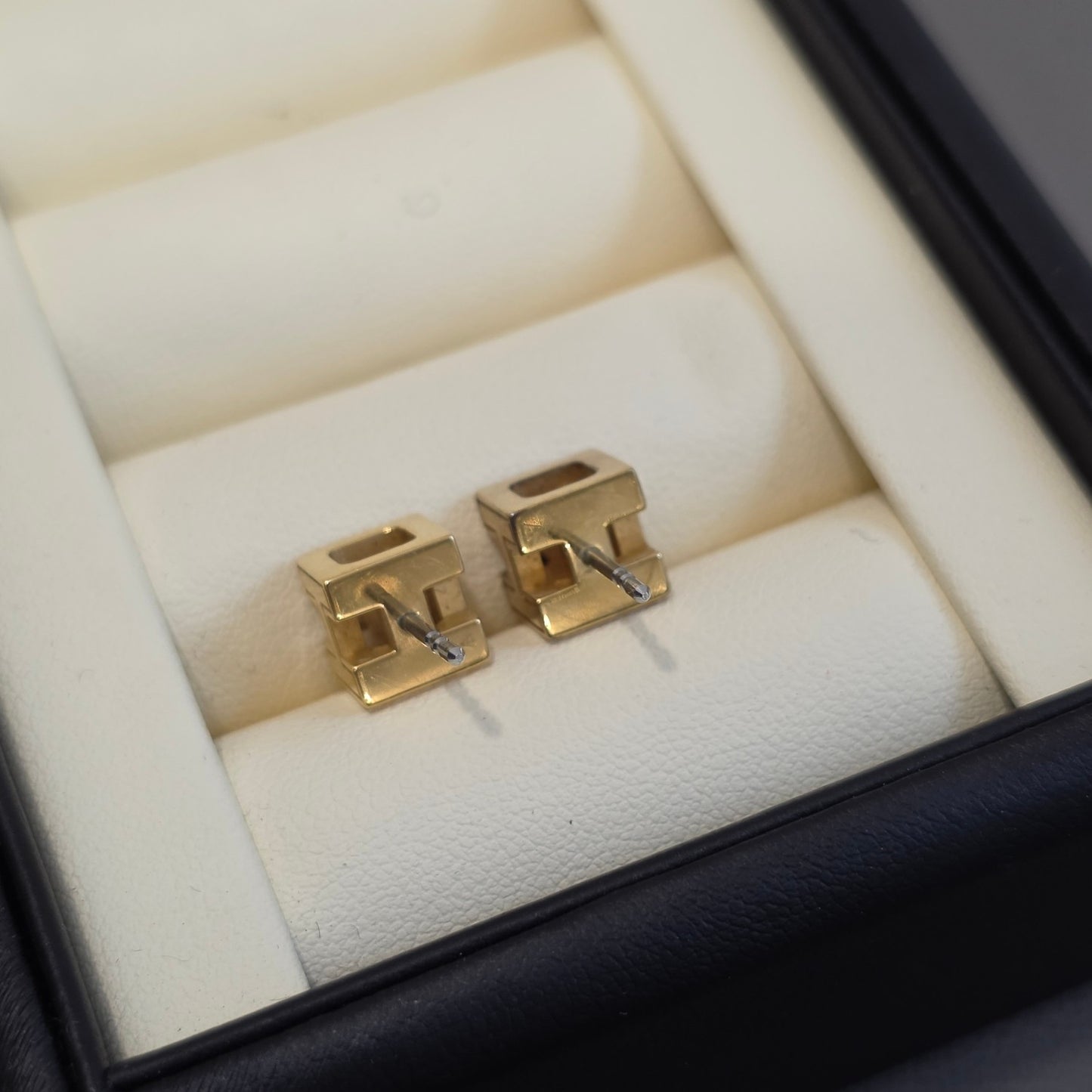 Hermès Pop H Earrings Red Enamel Gold Hardware (Pre-Owned)