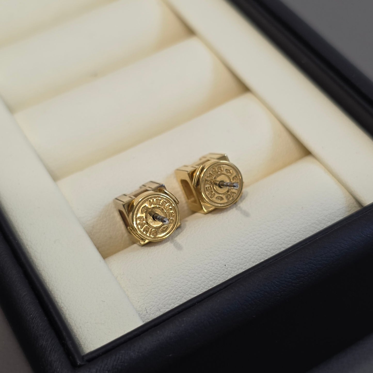 Hermès Pop H Earrings Red Enamel Gold Hardware (Pre-Owned)