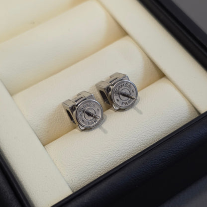 Hermès Pop H Earrings Light Blue Enamel Palladium Hardware (Pre-Owned)