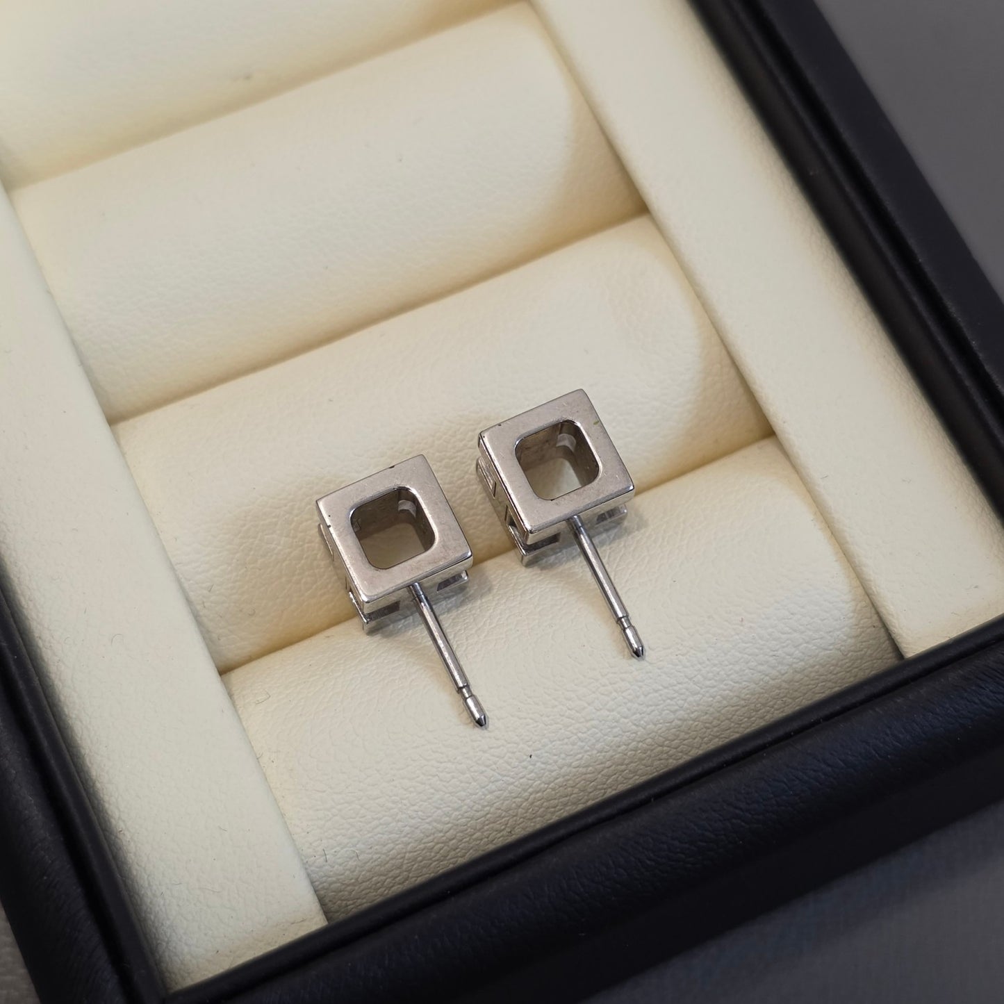 Hermès Pop H Earrings Light Blue Enamel Palladium Hardware (Pre-Owned)