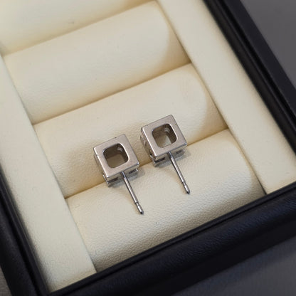 Hermès Pop H Earrings Light Blue Enamel Palladium Hardware (Pre-Owned)