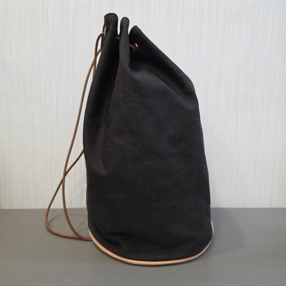 Hermès Vintage Canvas Drawstring Bucket Bag Black (Pre-Owned)