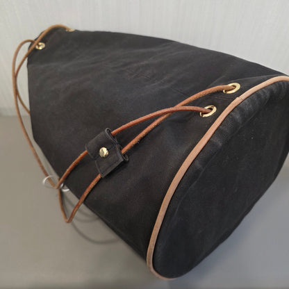 Hermès Vintage Canvas Drawstring Bucket Bag Black (Pre-Owned)