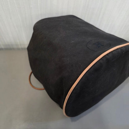 Hermès Vintage Canvas Drawstring Bucket Bag Black (Pre-Owned)