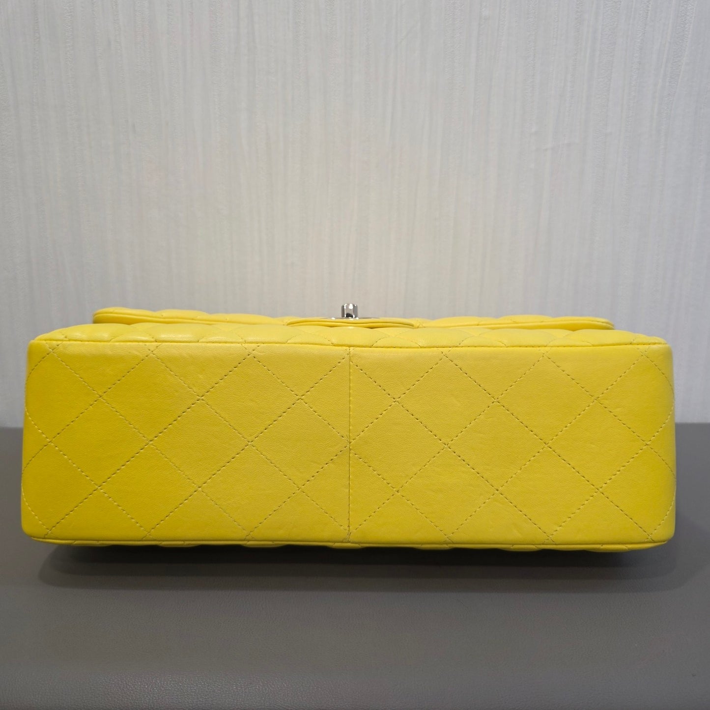 CHANEL Classic Double Flap Lambskin Shoulder Bag Yellow (Pre-Owned)