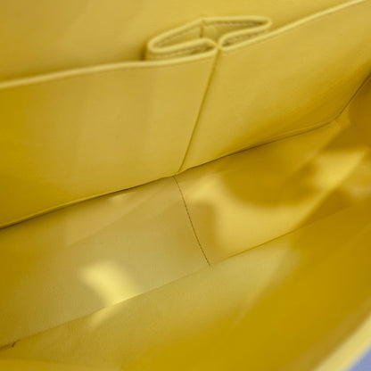CHANEL Classic Double Flap Lambskin Shoulder Bag Yellow (Pre-Owned)