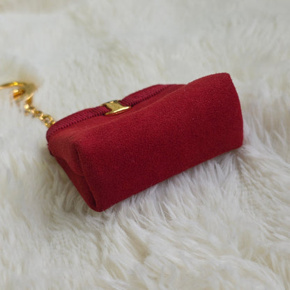 Salvatore Ferragamo Vara Suede Coin Purse Keychain Red (Pre-Owned)