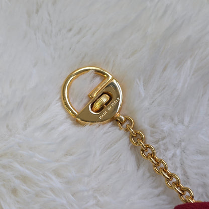 Salvatore Ferragamo Vara Suede Coin Purse Keychain Red (Pre-Owned)