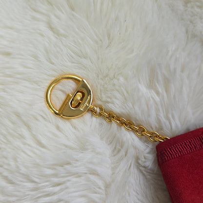 Salvatore Ferragamo Vara Suede Coin Purse Keychain Red (Pre-Owned)