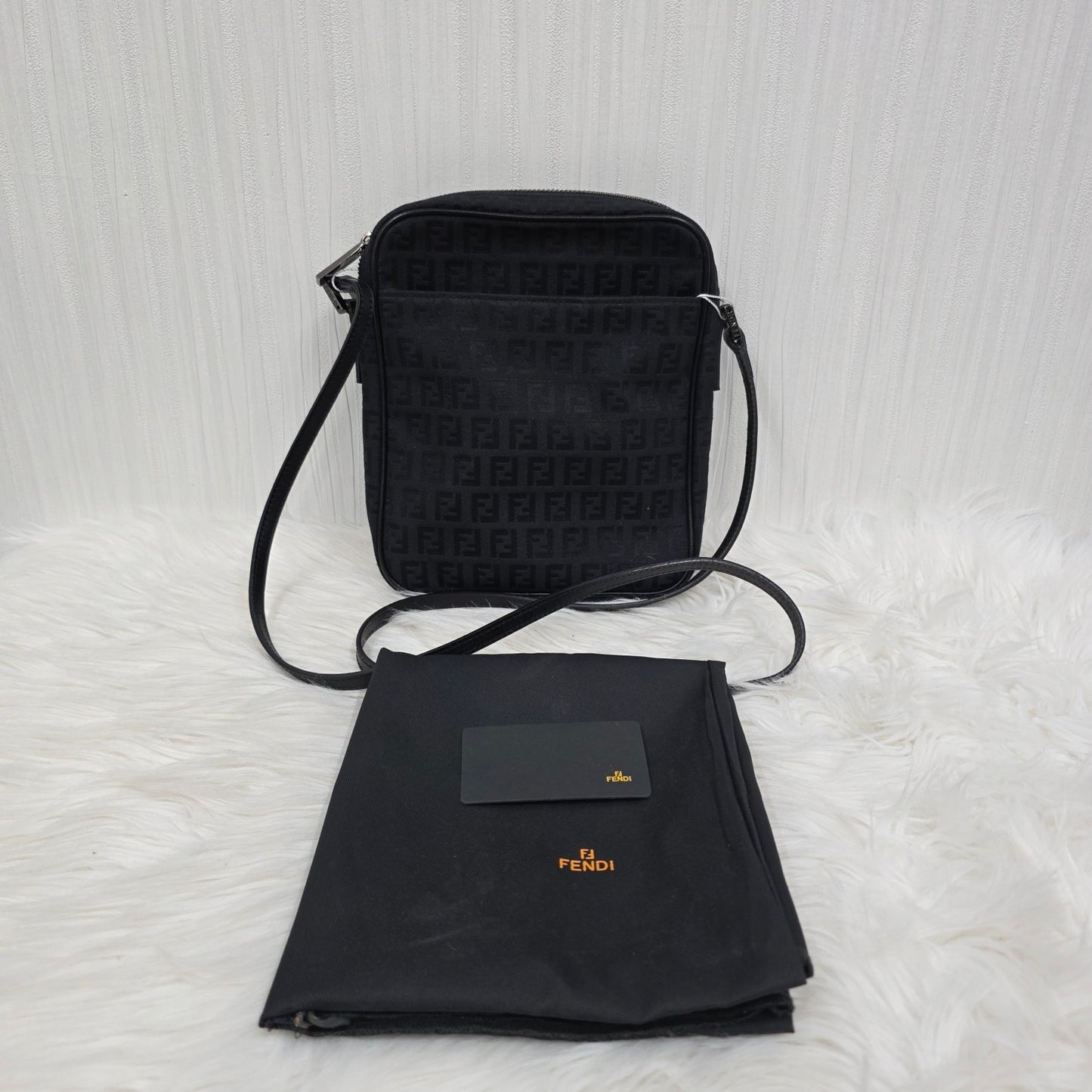Fendi Zucca Canvas Crossbody Bag Black (Pre-Owned)