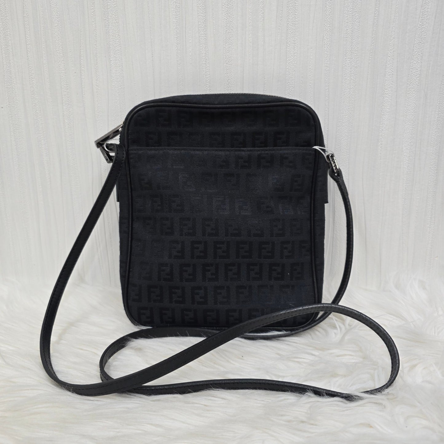 Fendi Zucca Canvas Crossbody Bag Black (Pre-Owned)