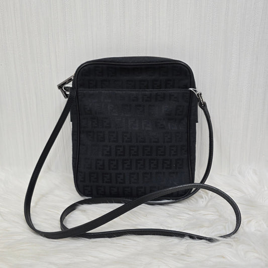 Fendi Zucca Canvas Crossbody Bag Black (Pre-Owned)