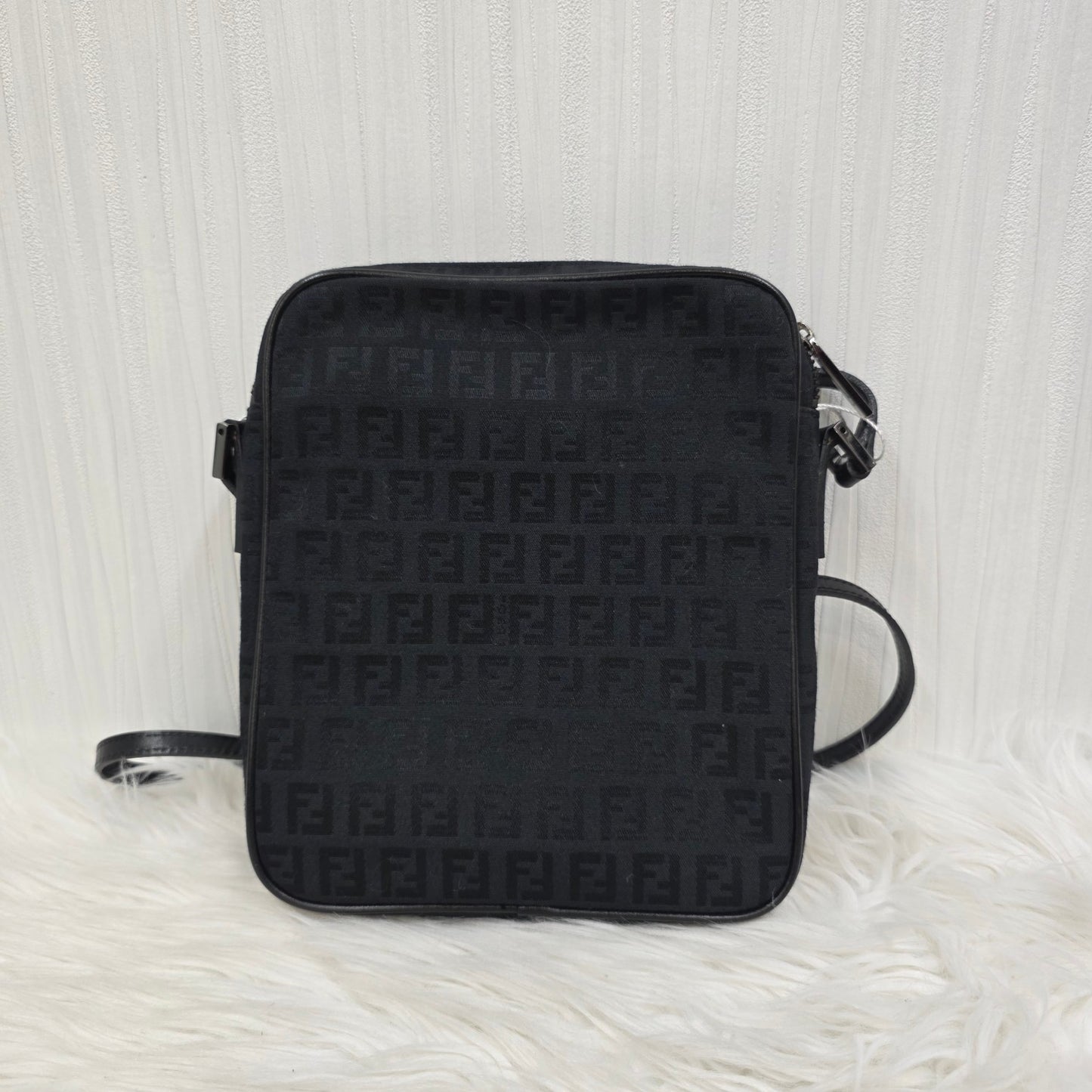 Fendi Zucca Canvas Crossbody Bag Black (Pre-Owned)