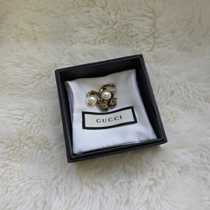GUCCI Pearl Tiger Head Drop Earrings (Pre-Owned)