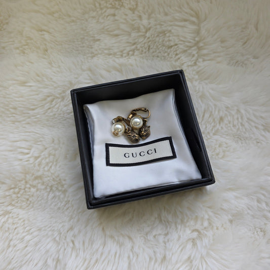 GUCCI Pearl Tiger Head Drop Earrings (Pre-Owned)