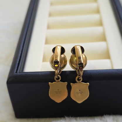 GUCCI Pearl Tiger Head Drop Earrings (Pre-Owned)
