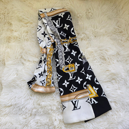 Louis Vuitton Monogram Silk Bandeau Scarf Black Multicolor (Pre-Owned)