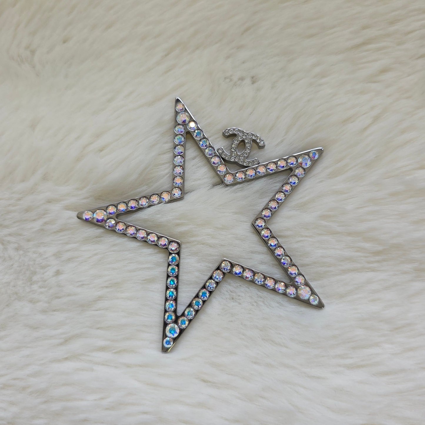 Chanel CC Star Crystal Brooch Silver Tone (Pre-Owned)