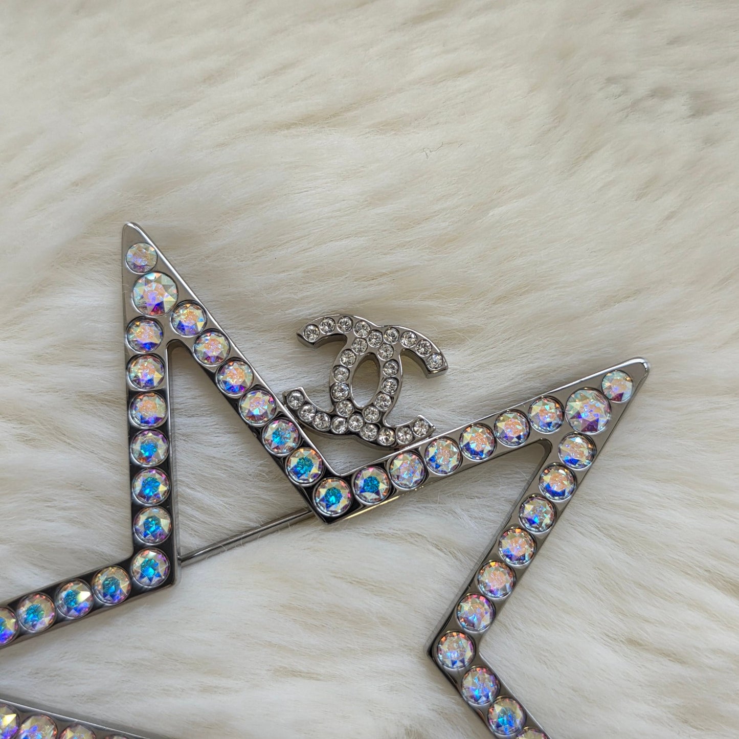 Chanel CC Star Crystal Brooch Silver Tone (Pre-Owned)