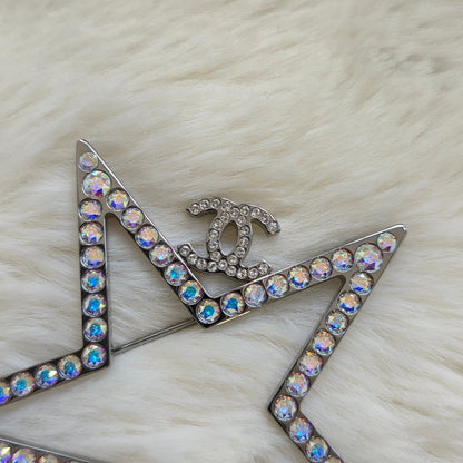 Chanel CC Star Crystal Brooch Silver Tone (Pre-Owned)