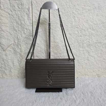 Saint Laurent Envelope Medium Chain Shoulder Bag Grey (Pre-Owned)