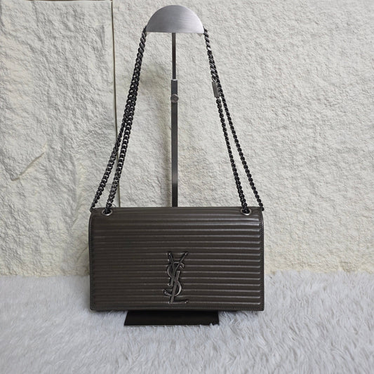 Saint Laurent Envelope Medium Chain Shoulder Bag Grey (Pre-Owned)