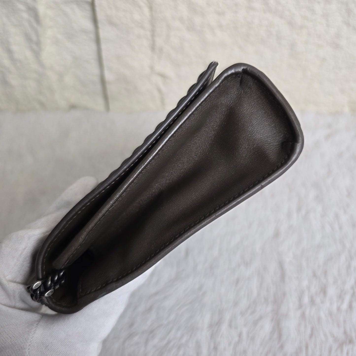 Saint Laurent Envelope Medium Chain Shoulder Bag Grey (Pre-Owned)