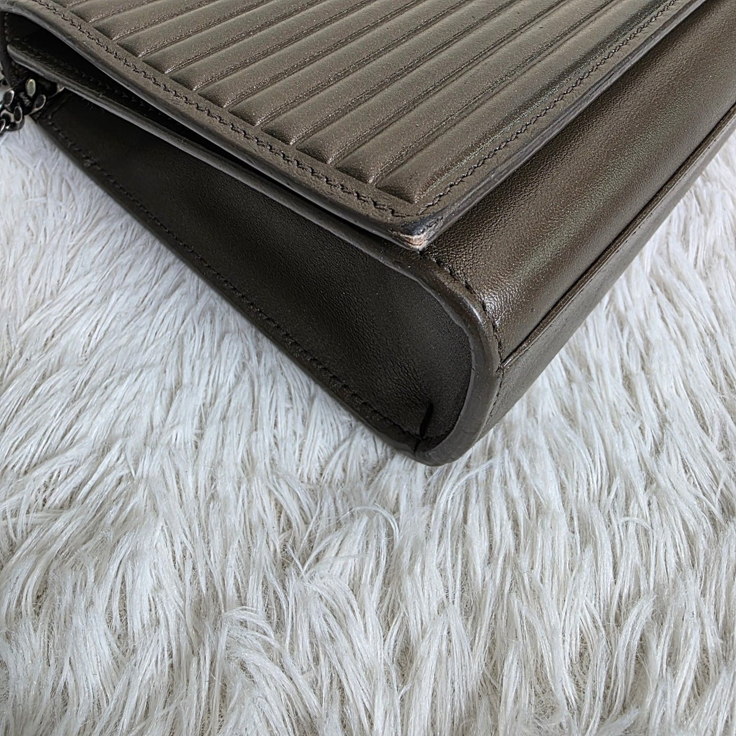 Saint Laurent Envelope Medium Chain Shoulder Bag Grey (Pre-Owned)
