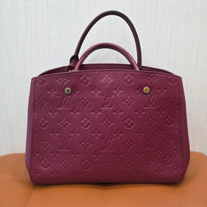 Louis Vuitton Monogram Empreinte Montaigne BB Leather Handbag Burgundy (Pre-Owned)