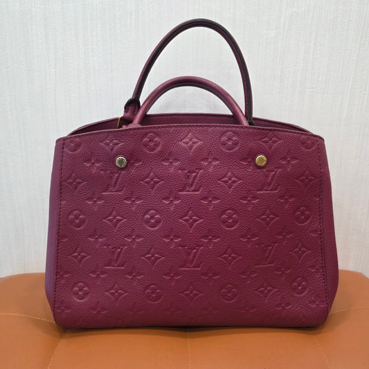 Louis Vuitton Monogram Empreinte Montaigne BB Leather Handbag Burgundy (Pre-Owned)