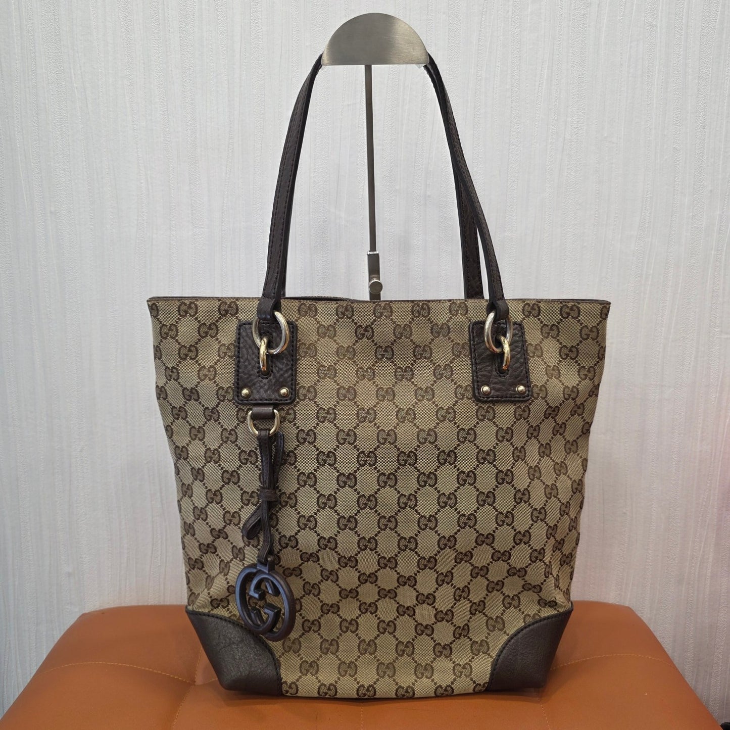Gucci GG Canvas Sukey Tote Bag Beige Brown (Pre-Owned)