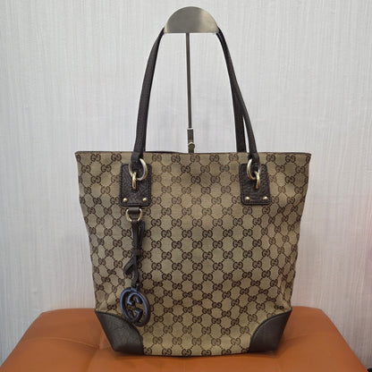 Gucci GG Canvas Sukey Tote Bag Beige Brown (Pre-Owned)