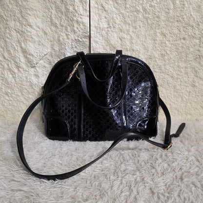 Gucci Microguccissima Patent Leather 2Way Dome Bag Black (Pre-Owned)