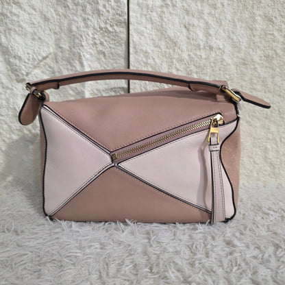 Loewe Puzzle Bag Small Leather & Suede Pink (Pre-Owned)