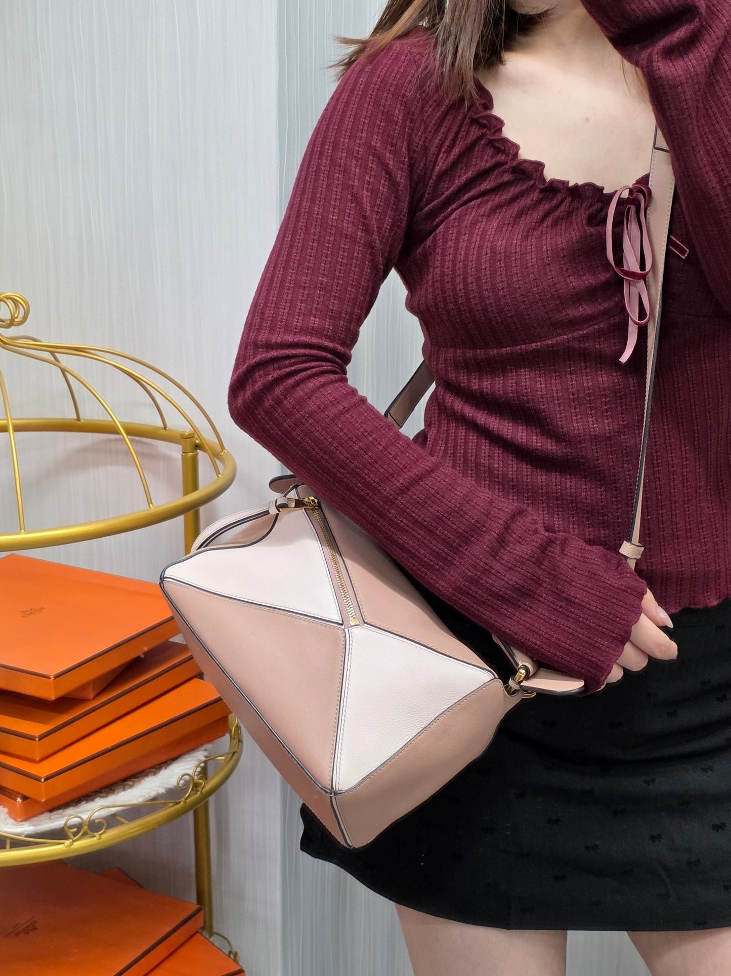 Loewe Puzzle Bag Small Leather & Suede Pink (Pre-Owned)