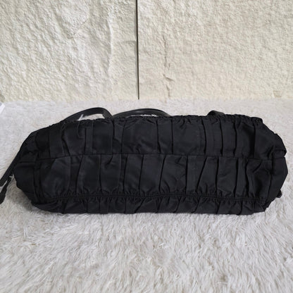 Prada Gathered Nylon 2Way Shoulder Bag Black (Pre-Owned)