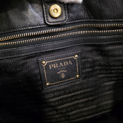 Prada Gathered Nylon 2Way Shoulder Bag Black (Pre-Owned)