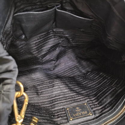 Prada Gathered Nylon 2Way Shoulder Bag Black (Pre-Owned)