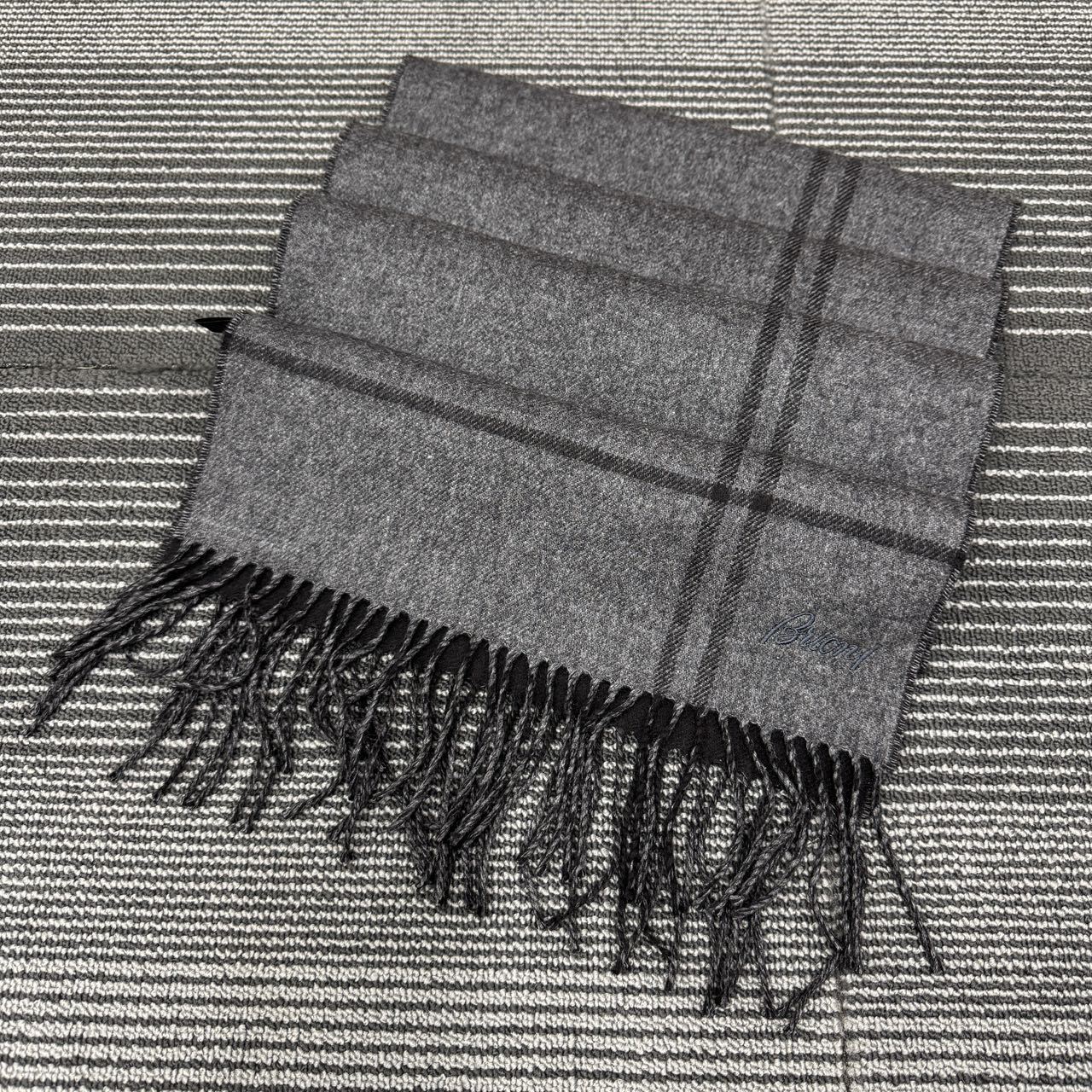 Brioni Cashmere Silk Scarf Grey (Pre-Owned)