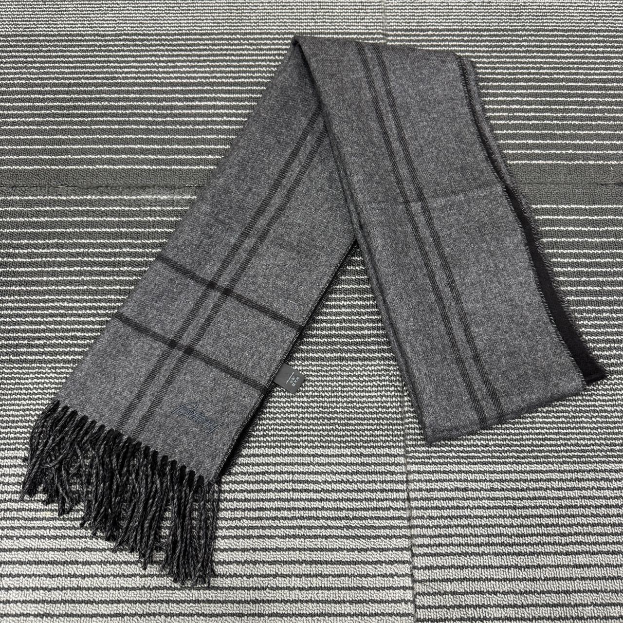 Brioni Cashmere Silk Scarf Grey (Pre-Owned)