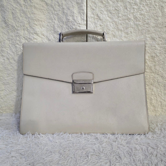 Prada Saffiano Leather Briefcase Handbag (Pre-Owned)