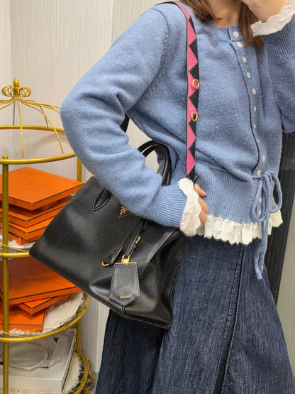 Prada Saffiano Leather Galleria Double Zip Tote Bag Black (Pre-Owned)