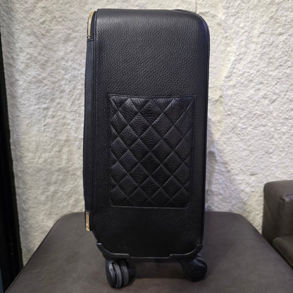Chanel Quilted Caviar Leather Rolling Carry-On Suitcase Black (Pre-Owned)